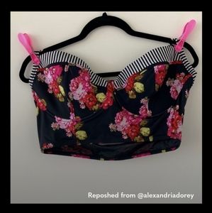 Torrid floral & striped bikini top